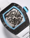 BBR Factory Fake Richard Mille RM055 Blue Dial White Rubber Strap Watch