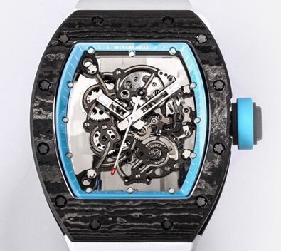 BBR Factory Fake Richard Mille RM055 Blue Dial White Rubber Strap Watch