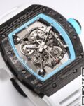 BBR Factory Fake Richard Mille RM055 Blue Dial White Rubber Strap Watch