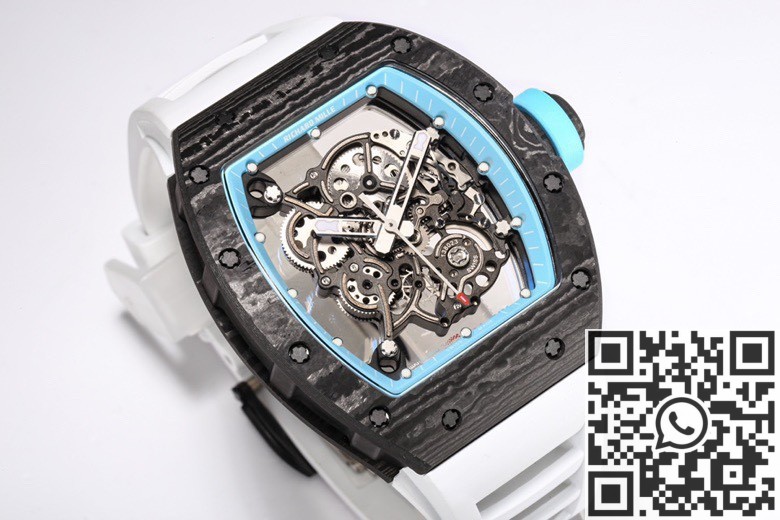 BBR Factory Fake Richard Mille RM055 Blue Dial White Rubber Strap Watch