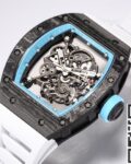 BBR Factory Fake Richard Mille RM055 Blue Dial White Rubber Strap Watch