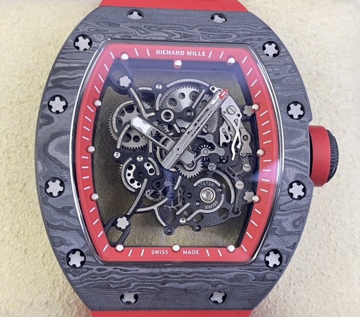 KU Factory Replica Richard Mille RM055 Red Rubber Strap