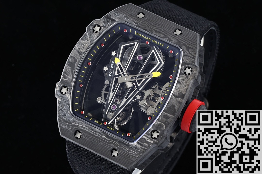 RM Factory Fake Richard Mille RM27-03 Tourbillon Black Nylon Strap