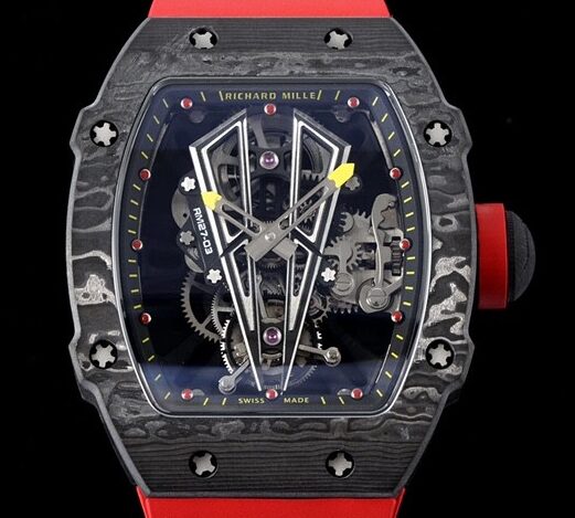 RM Factory Fake Richard Mille RM27-03 Tourbillon Black Rubber Strap