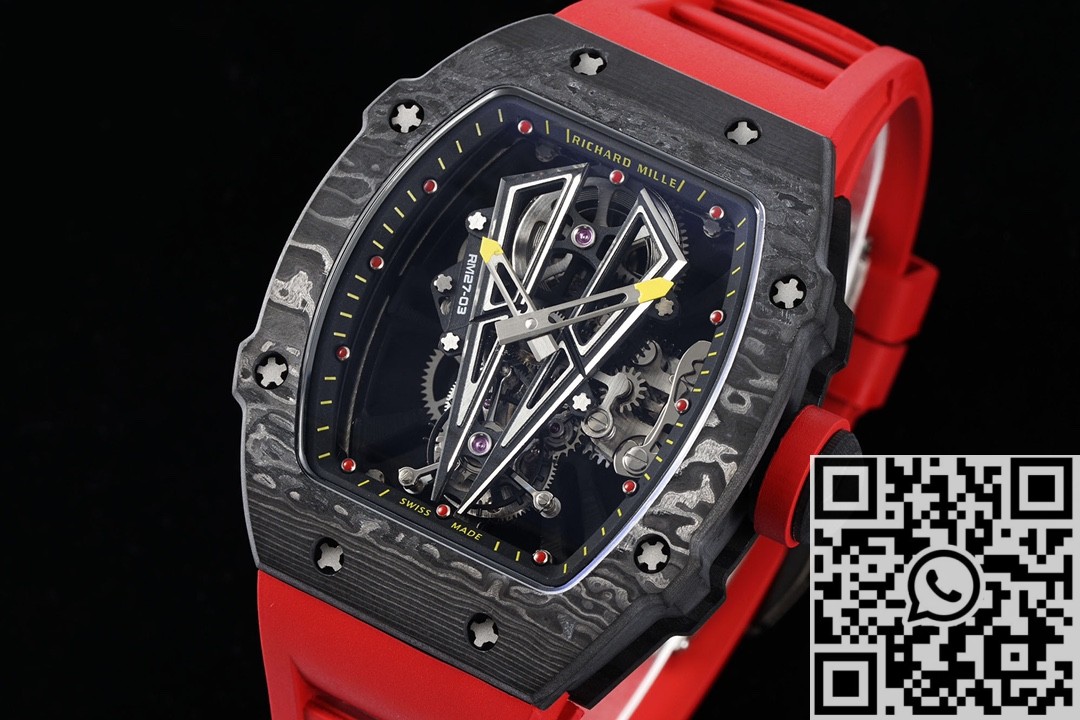 RM Factory Fake Richard Mille RM27-03 Tourbillon Black Rubber Strap