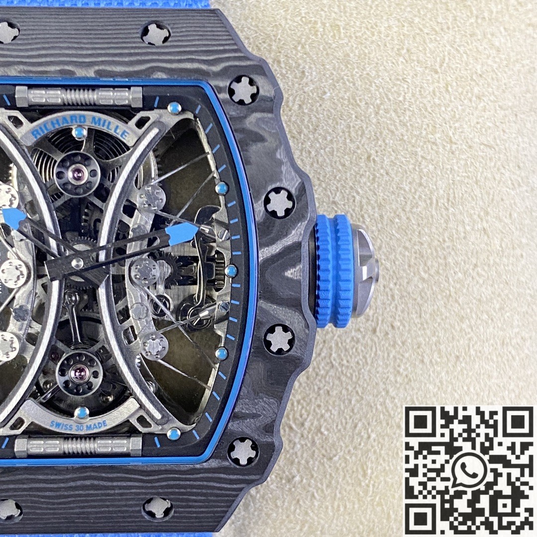 RM Factory Fake Richard Mille RM53-01 Tourbillon Blue Nylon Strap Watches