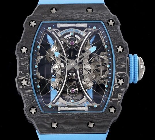 RM Factory Replica Richard Mille RM53-01 Tourbillon Blue Rubber Strap