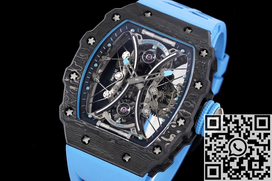 RM Factory Replica Richard Mille RM53-01 Tourbillon Blue Rubber Strap