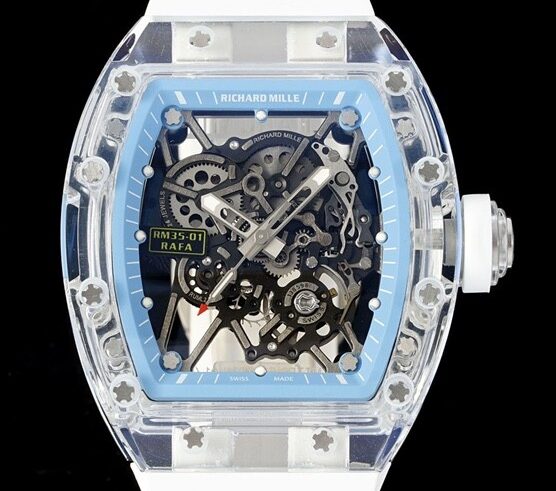 RM Factory Replica Richard Mille RM35-01 Blue Dial White Rubber Strap