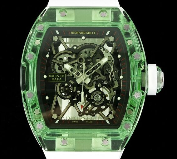 RM Factory Replica Richard Mille RM35-01 Green Crystal White Strap