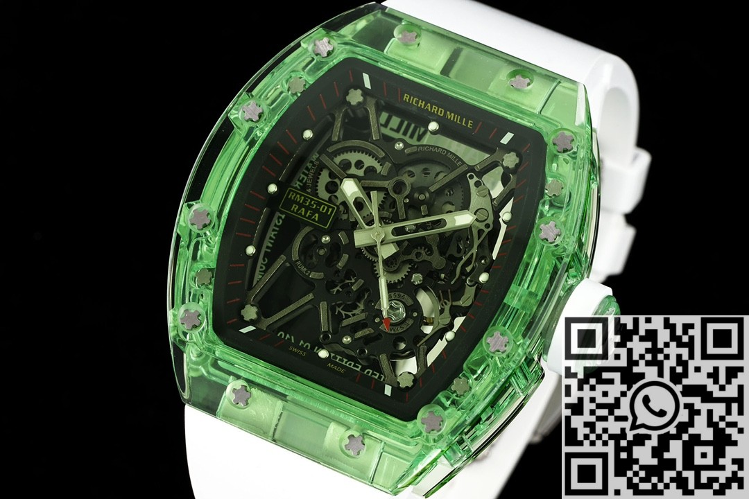 RM Factory Replica Richard Mille RM35-01 Green Crystal White Strap