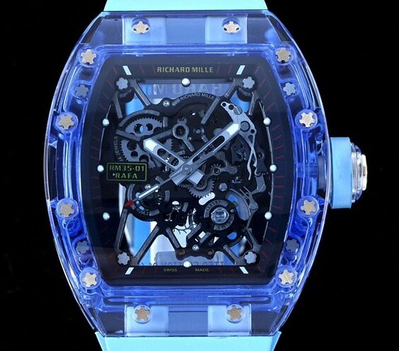 RM Factory Replica Richard Mille RM35-01 Blue Crystal Blue Strap