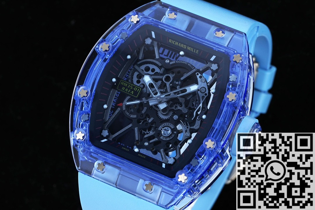 RM Factory Replica Richard Mille RM35-01 Blue Crystal Blue Strap