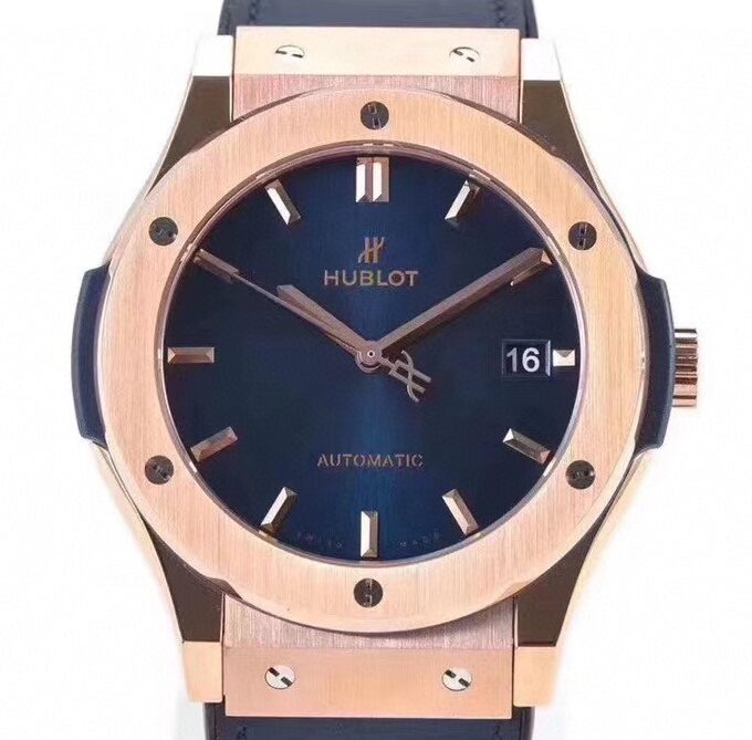 WWF Factory Replica Hublot Classic Fusion 511.OX.7180.LR 18K Gold Blue Dial