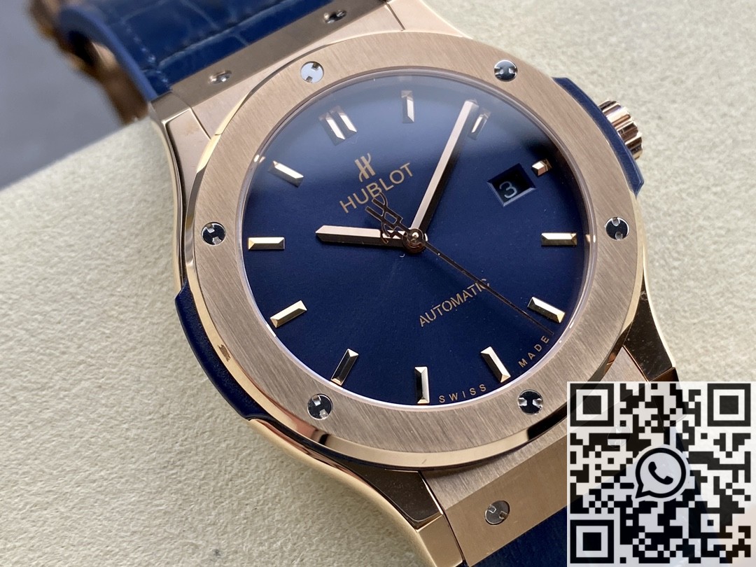 HB Factory Fake Hublot Classic Fusion 511.OX.7180.LR 18K Gold Blue Dial Watch