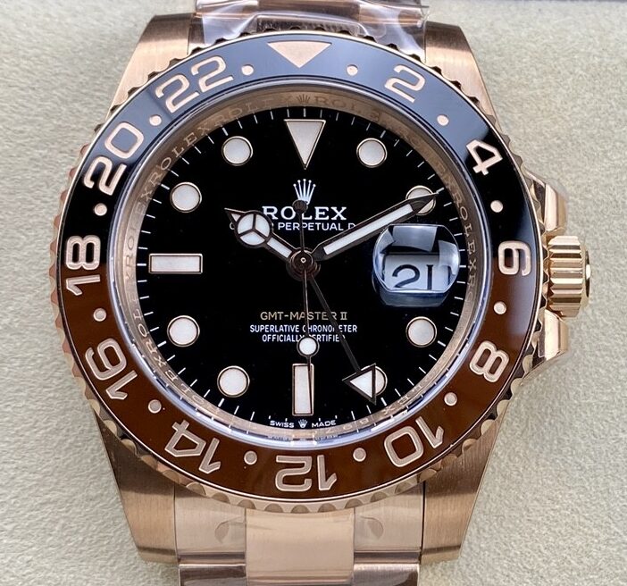 C+ Factory Fake Rolex GMT Master II M126715CHNR-0001 3285 Rose Gold Watch