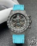 Custom Rolex Replica Daytona DIW Carbon Fiber Case Light Blue