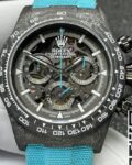 Custom Rolex Replica Daytona DIW Carbon Fiber Case Light Blue