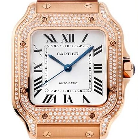 Replica Cartier Santos Watch BV Factory Rose Gold Full Diamond