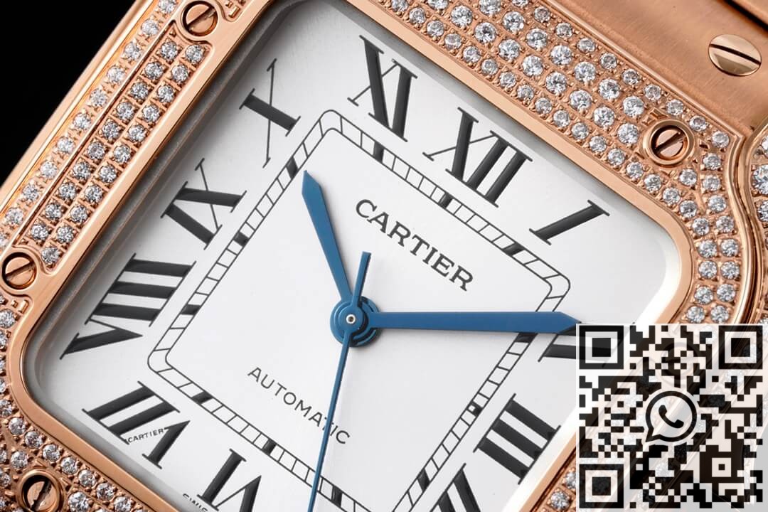 Replica Cartier Santos Watch BV Factory Rose Gold Full Diamond