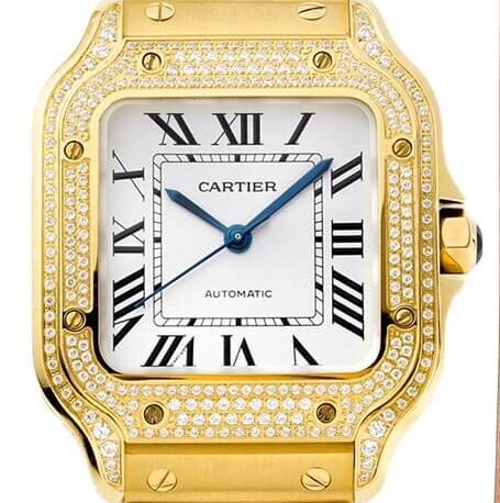 Replica Cartier BV Factory De Santos Gold Full Diamond Watch