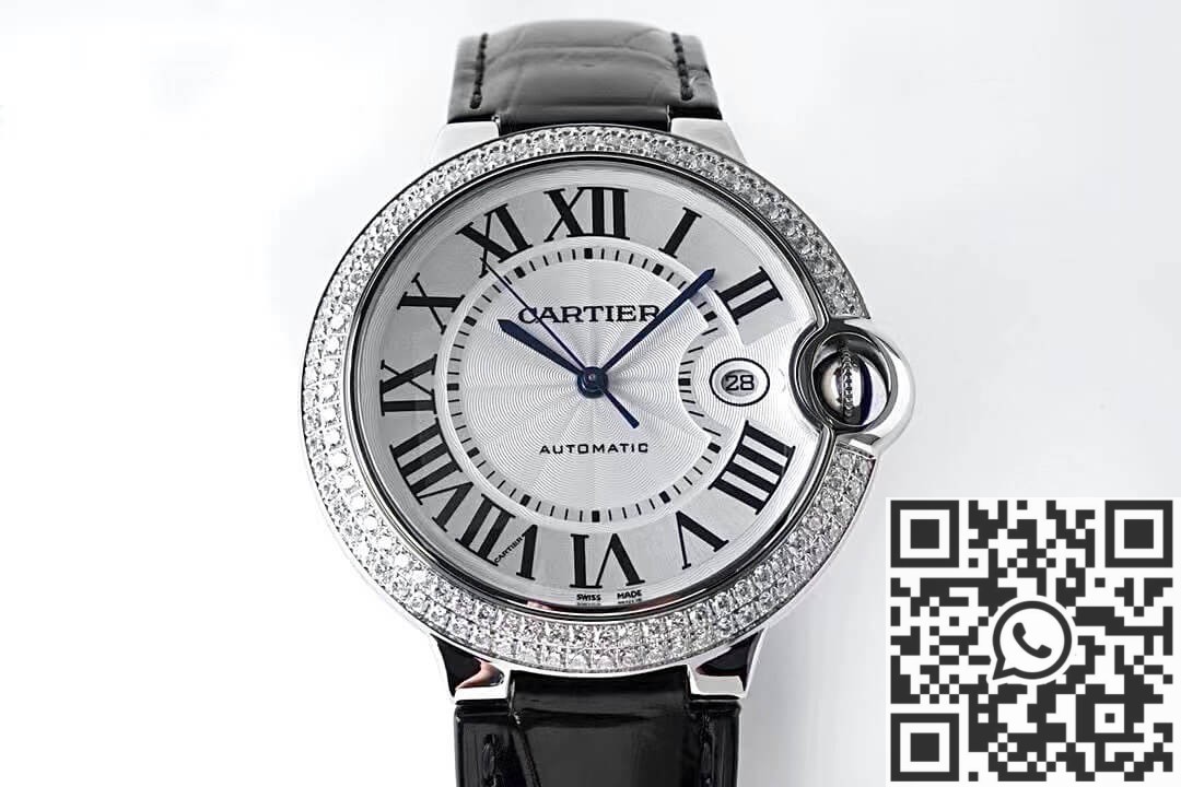 Cartier Ballon Bleu Diamond AF Factory Silver Dial Size 42mm