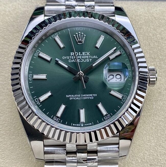 Replica Rolexes ARF Factory Datejust M126334-0028 Mint Green