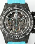 DIW Custom Hollow Daytona Rolex Black Dial Blue Strap