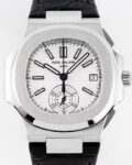 3K Factory Fake Patek Philippe Watches Nautilus 5980/1A-019 White Dial: V2 Version with True Small Seconds