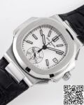 3K Factory Fake Patek Philippe Watches Nautilus 5980/1A-019 White Dial: V2 Version with True Small Seconds