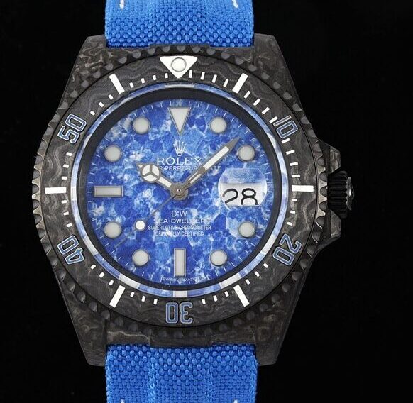 DIW Custom Fake Rolex Sea-Dweller Carbon Fiber Case Blue Dial – A Fusion of Modern Craftsmanship and Iconic Design