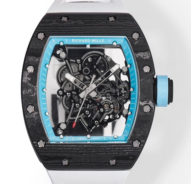 RM Factory Replicas Richard Mille RM055: The Stunning Blue Bezel Carbon Fiber Case