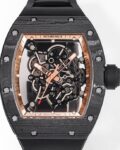 RM Factory Fake Richard Mille RM055: The Exquisite Gold Bezel Carbon Fiber Case