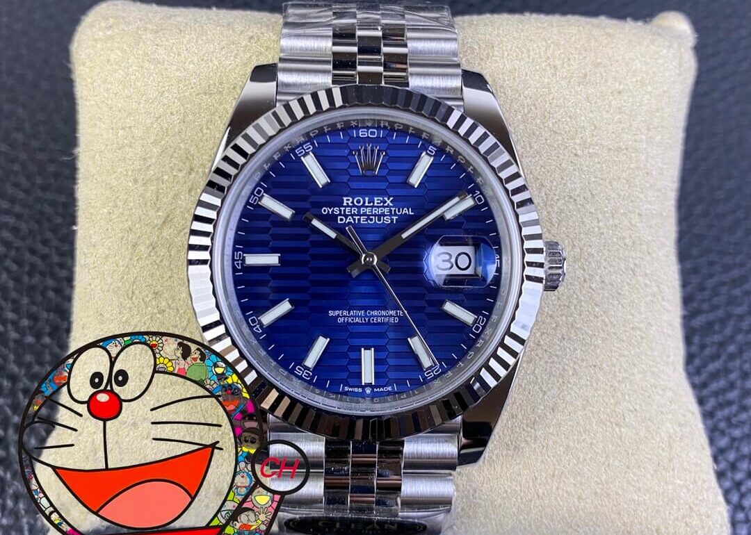 Clean Factory Rolex Datejust M126334-0031 With Fluted Blue Dial