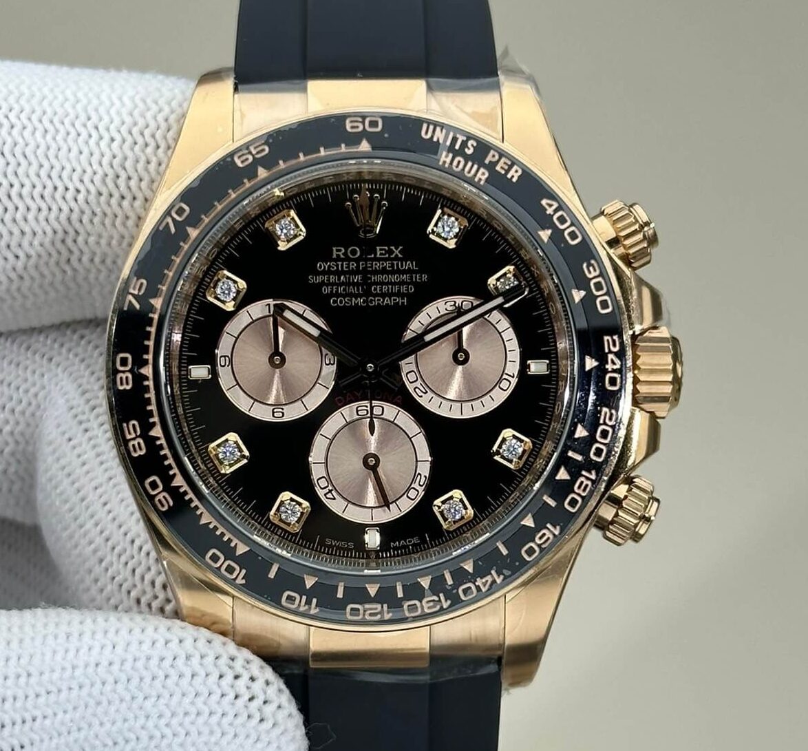 Clean Factory's New Rose Gold Fake Rolex Daytona M126515LN-0004 with Diamond Scale