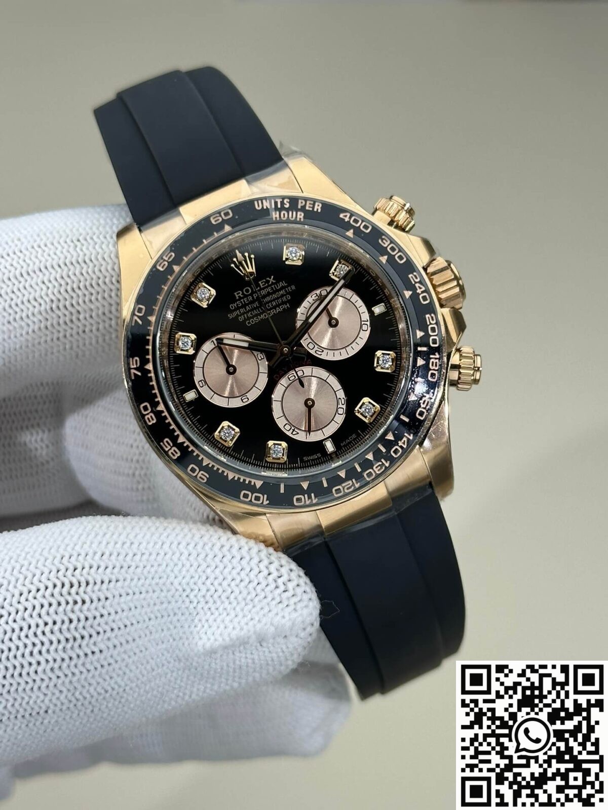 Clean Factory's New Rose Gold Fake Rolex Daytona M126515LN-0004 with Diamond Scale